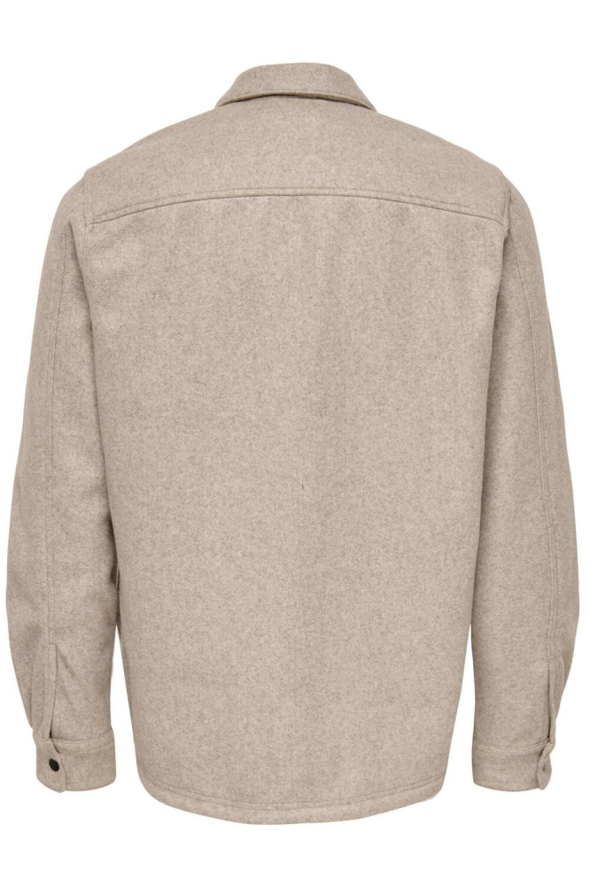 Only & Sons beige heren overhemd | Achteraanzicht