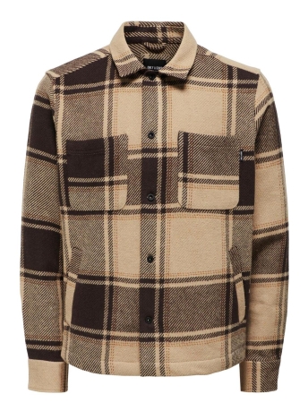 Only & Sons Overhemd ONSMACE OVR LS CHECK SHIRT 22026663 CHINCHILLA
