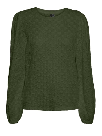 Vero Moda T-shirt VMFLOWER LS PUFF SLEEVE TOP JRS 10305907 Rifle Green