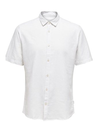 Only & Sons Overhemd ONSCAIDEN SS SOLID LINEN SHIRT NOOS 22009885 WHITE