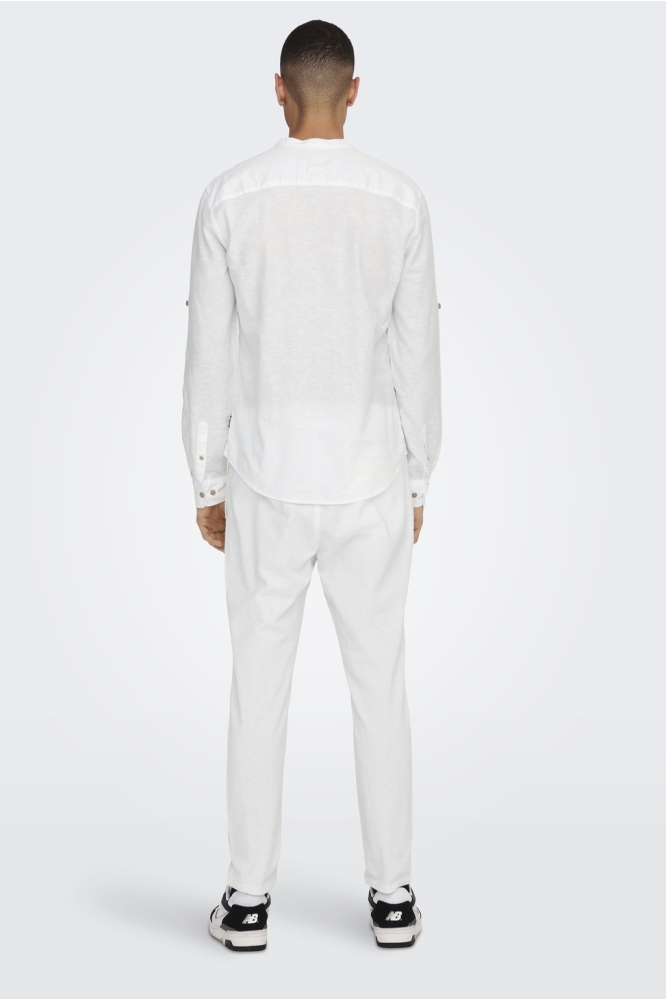 ONSCAIDEN LS HALFPLACKT LINEN SHIRT 22009883 WHITE