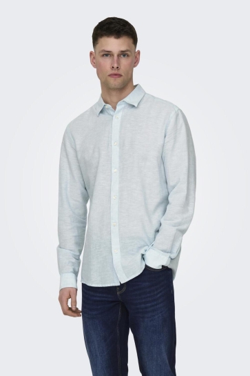 Only & Sons Overhemd ONSCAIDEN LS SOLID LINEN SHIRT NOOS 22012321 Cashmere Blue