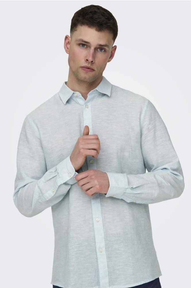 ONSCAIDEN LS SOLID LINEN SHIRT NOOS 22012321 Cashmere Blue