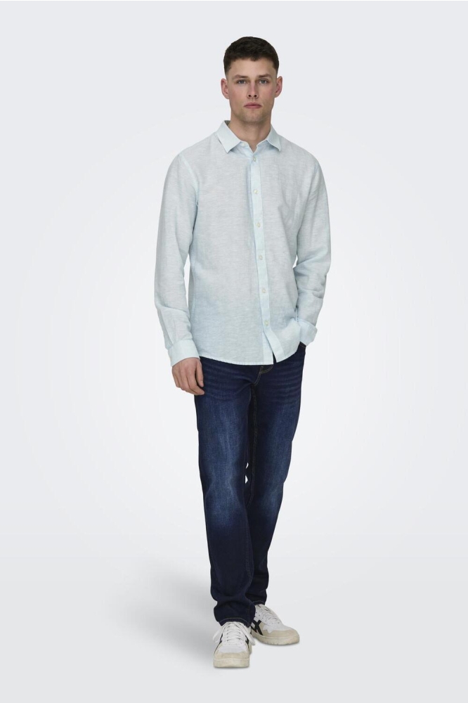 ONSCAIDEN LS SOLID LINEN SHIRT NOOS 22012321 Cashmere Blue