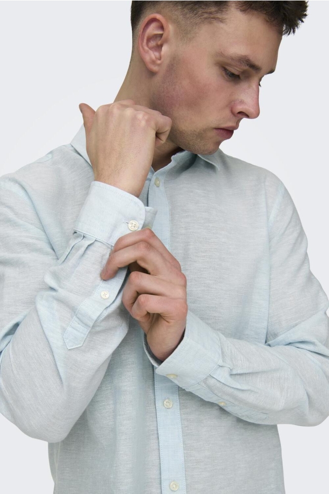 ONSCAIDEN LS SOLID LINEN SHIRT NOOS 22012321 Cashmere Blue