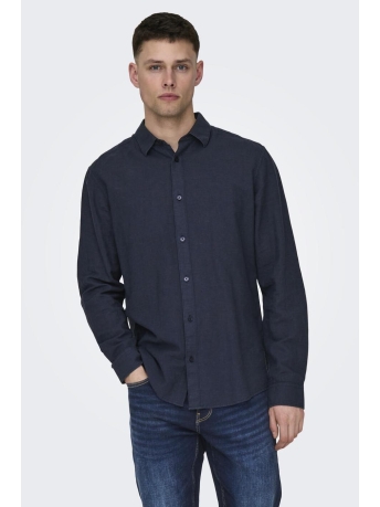 Only & Sons Overhemd ONSCAIDEN LS SOLID LINEN SHIRT NOOS 22012321 NIGHT SKY