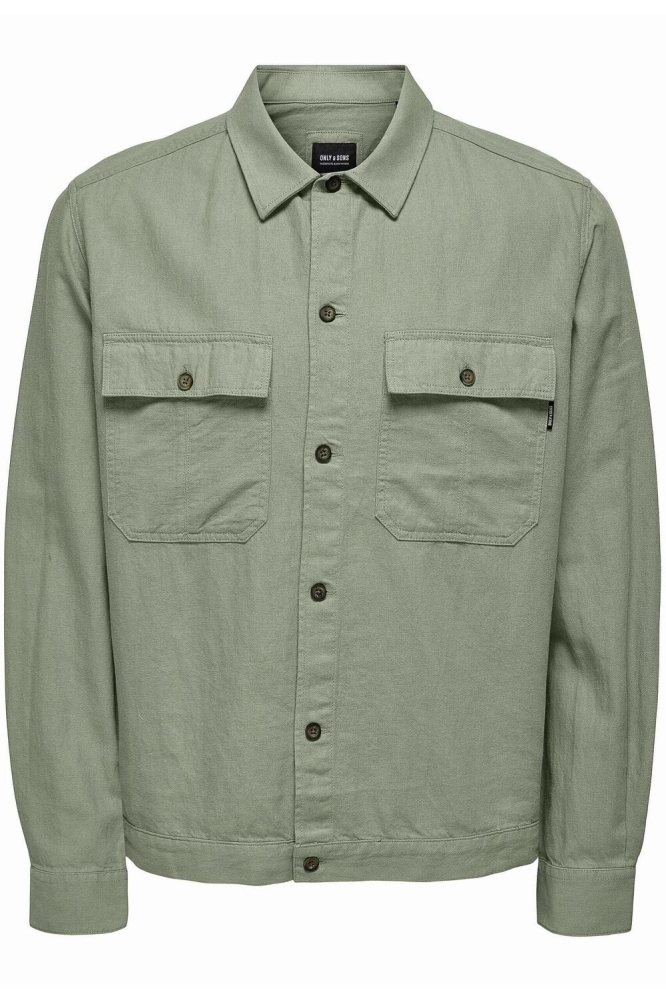 ONSKENNET LS LINEN OVERSHIRT NOOS 22019758 SWAMP