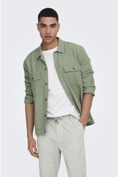 Only & Sons onskennet ls linen overshirt noos