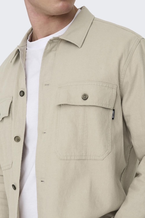 Only & Sons onskennet ls linen overshirt noos