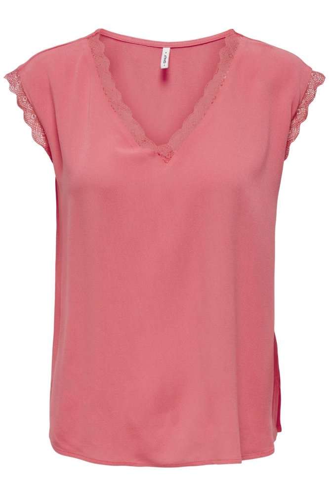 ONLJASMINA S/S V-NECK LACE TOP NOOS 15252241 ROSE OF SHARON