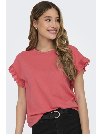 Only T-shirt ONLIRIS S/S EMB TOP JRS NOOS 15255618 Rose of Sharon