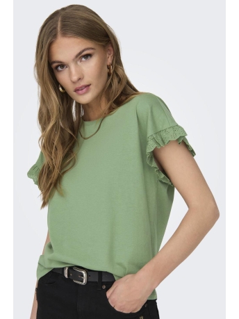 Only T-shirt ONLIRIS S/S EMB TOP JRS NOOS 15255618 HEDGE GREEN