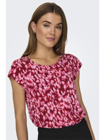 Only Blouse ONLVIC S/S AOP TOP NOOS PTM 15161116 LIPSTICK RED/CITY LEO