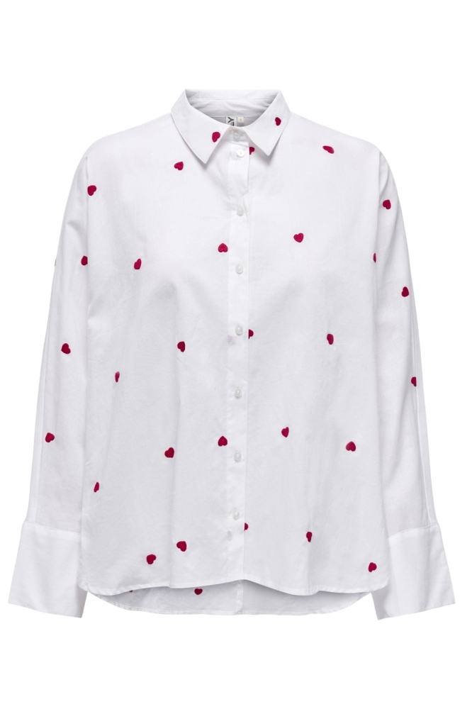 ONLNEW LINA GRACE LS EMB SHIRT NOOS 15283743 BRIGHT WHITE/HEART