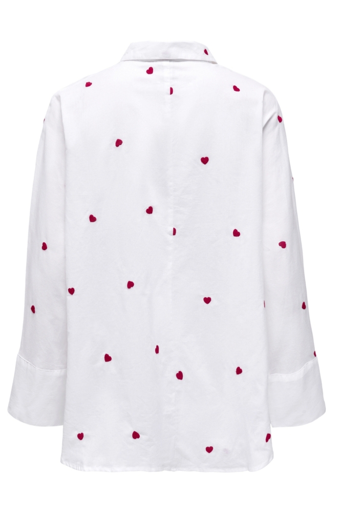 ONLNEW LINA GRACE LS EMB SHIRT NOOS 15283743 BRIGHT WHITE/HEART