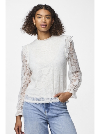 Pieces Blouse PCOLLINE LS LACE TOP NOOS BC 17139863 Cloud Dancer