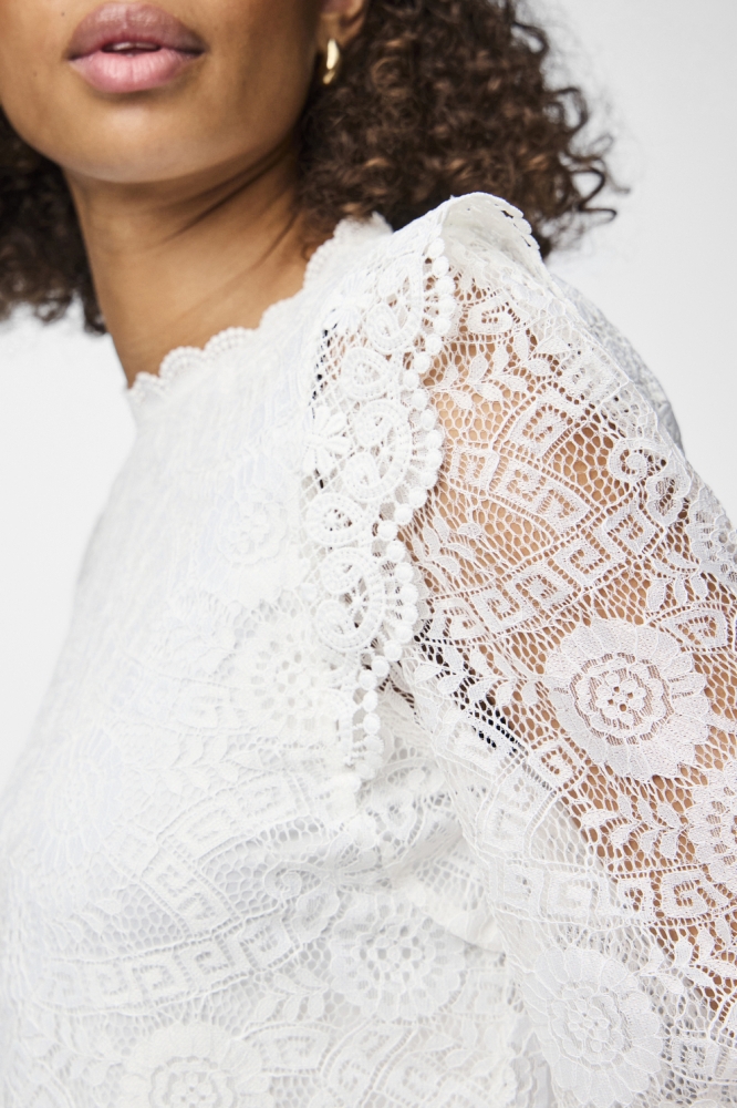 PCOLLINE LS LACE TOP NOOS BC 17139863 Cloud Dancer