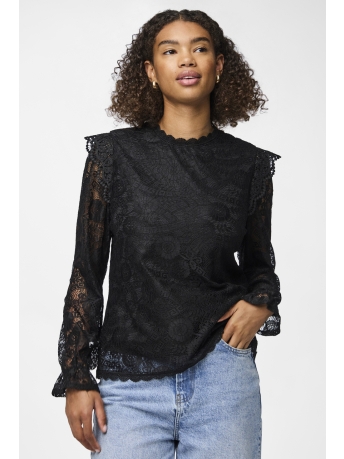 Pieces Blouse PCOLLINE LS LACE TOP NOOS BC 17139863 Black