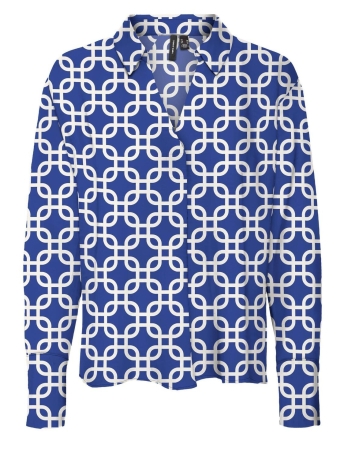 Vero Moda Blouse VMSHIVE L/S V-NECK MIDI TOP WVN EXP 10301522 Beaucoup Blue/BIRCH SASH