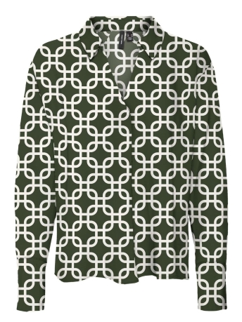 Vero Moda Blouse VMSHIVE L/S V-NECK MIDI TOP WVN EXP 10301522 Rifle Green/BIRCH SASH