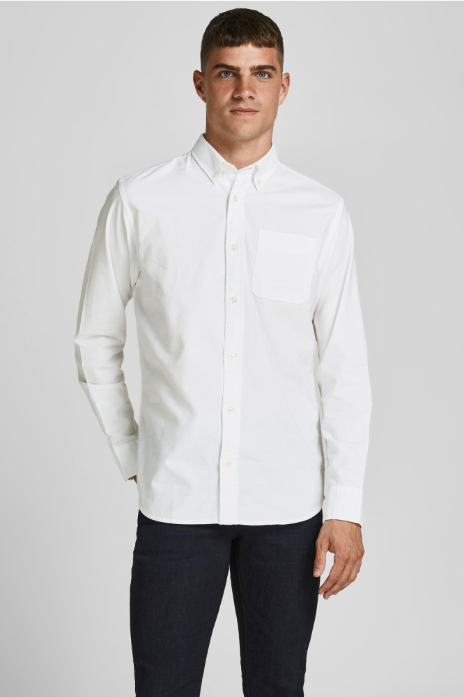 Jack & Jones witte heren overhemd | Model vooraanzicht