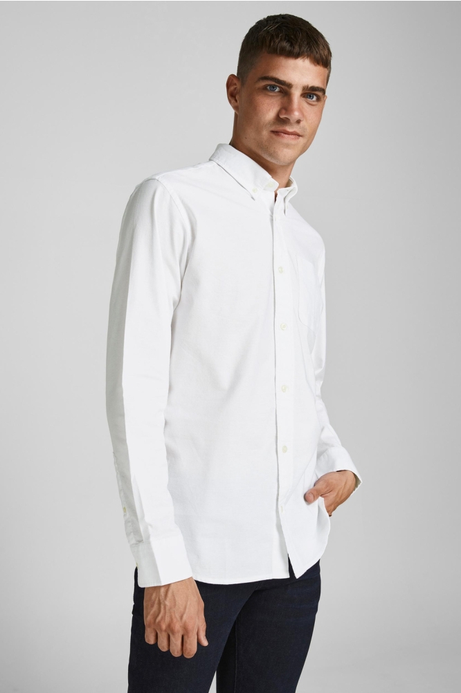 Jack & Jones witte heren overhemd | Model zijaanzicht