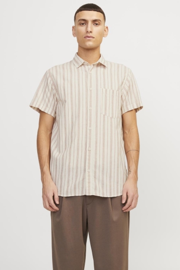 Jack & Jones Overhemd JORLINEN BLEND ARUBA STRIPE SHIRT S 12256299 MAPIE SYRUP