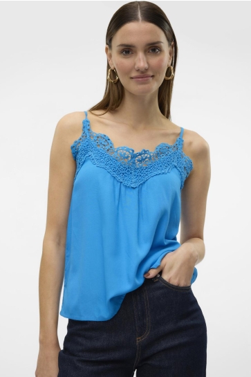 Vero Moda Top VMKIFINA SINGLET V-NECK TOP WVN BTQ 10309592 IBIZA BLUE