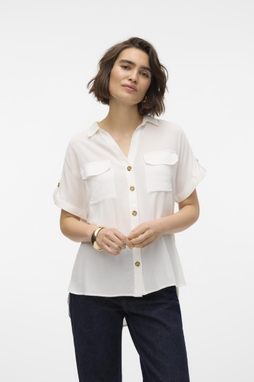Vero Moda Blouse VMBUMPY S/S SHIRT WVN GA NOOS 10310139 Snow White