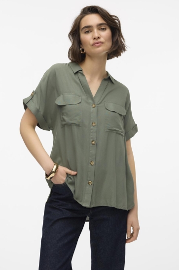 Vero Moda Blouse VMBUMPY S/S SHIRT WVN GA NOOS 10310139 Laurel Wreath