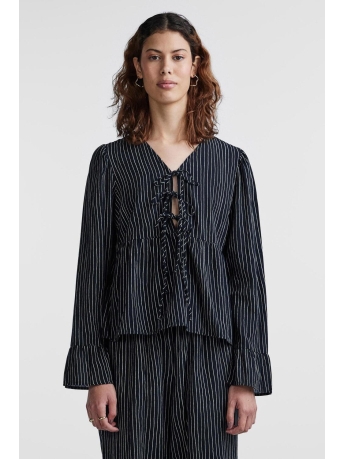 Pieces Blouse PCALICE LS TIE TOP D2D 17149581 BLACK/BIRCH