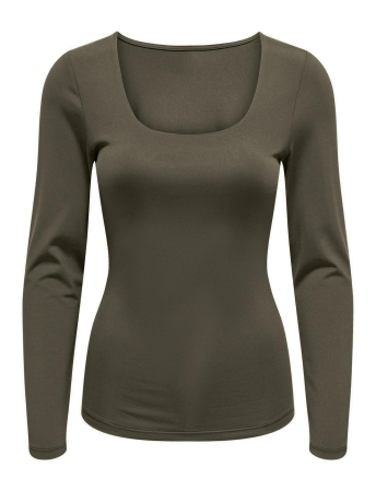 Only T-shirt ONLEA L/S 2-WAY DEEP NECK TOP JRS N 15302647 Dark Olive