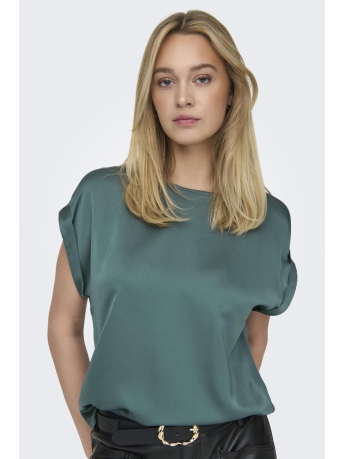 Only T-shirt ONLLIEKE S/S SATIN MIX TOP WVN NOOS 15303413 NORTH ATLANTIC