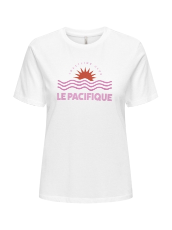 Only T-shirt ONLLUCIA REG S/S TOP JRS 15324866 BRIGHT WHITE/ LE PACIFIQ