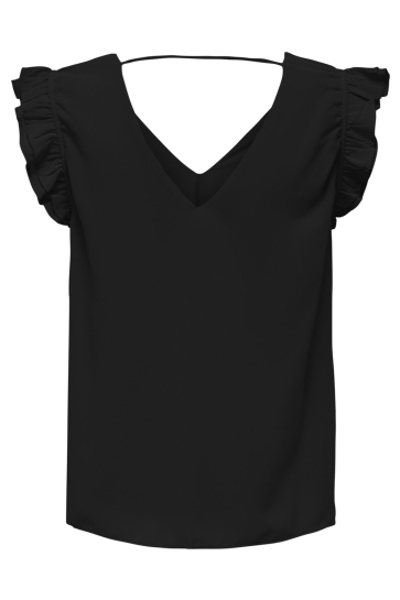 Only Top ONLSTAR LIFE S/S FRILL STRING TOP P 15318977 BLACK