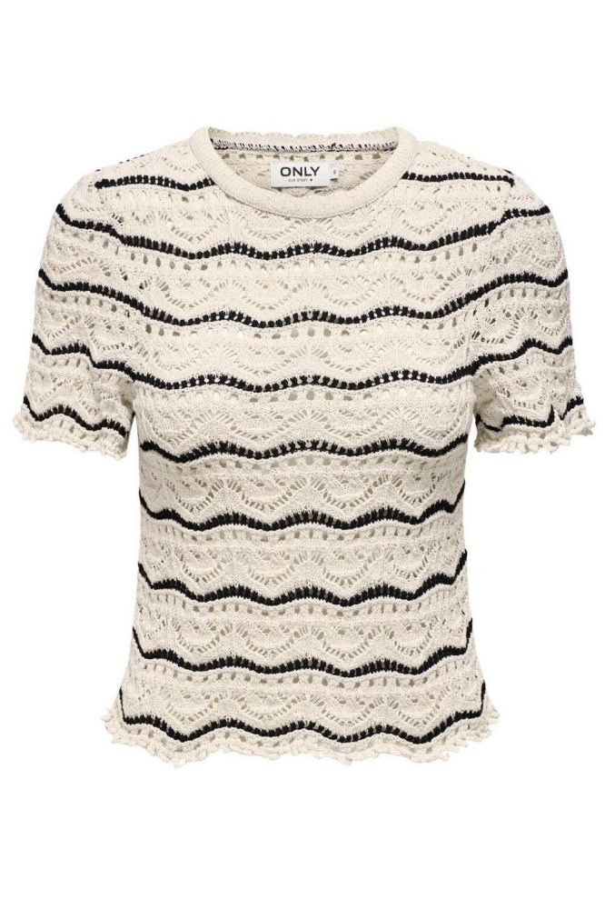 ONLANNASOFIA LIFE SS STRIPE O-NECK 15318123 Birch/Black