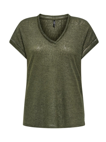 Only T-shirt ONLPENNY S/S V-NECK TOP JRS 15320072 Ivy Green