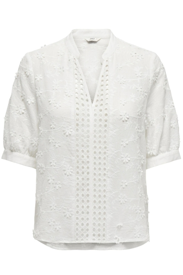 Only Blouse ONLALICE EMB SS SHIRT WVN CS 15324923 CLOUD DANCER