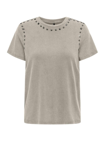 Only T-shirt ONLLUCY LIFE SS STUDS TOP BOX JRS 15321029 SILVER LINING