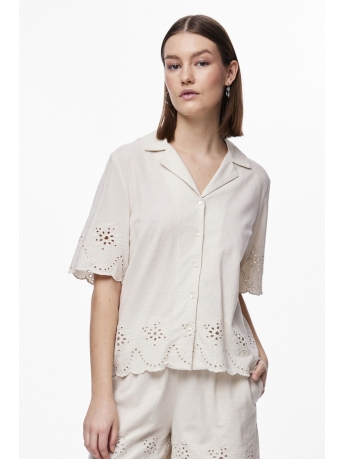 Pieces Blouse PCALMINA SS EMBROIDERY SHIRT BC 17149521 Birch