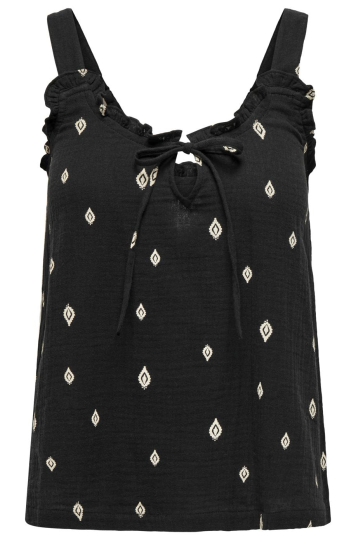 Only Top ONLNORA LIFE FRILL SINGLET PTM 15318753 Black/Svera
