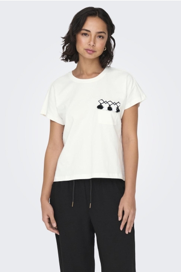 Only T-shirt ONLJILL LIFE S/S TOP BOX JRS 15324337 CLOUD DANCER/SUMMER POC