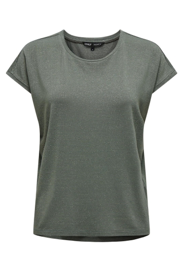 Only T-shirt ONLCLAUDIA S/S GLITTER STRIPE TOP J 15318422 LAUREL WREATH