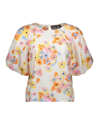 Pieces Blouse PCKARLSON SS TOP BC 17150602 CLOUD DANCER/GRAPHIC FLOWER