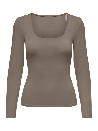 Only T-shirt ONLEA L/S 2-WAY DEEP NECK TOP JRS N 15302647 Walnut