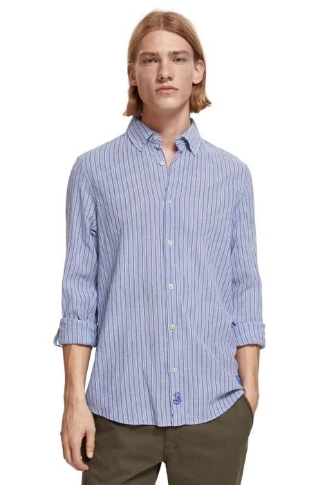 Scotch & Soda regular fit crinkle stripe shirt