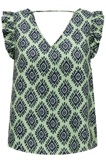 Only Top ONLLEAH S/S FRILL TOP CS PTM 15328393 Absinthe Green/DIAMONDS