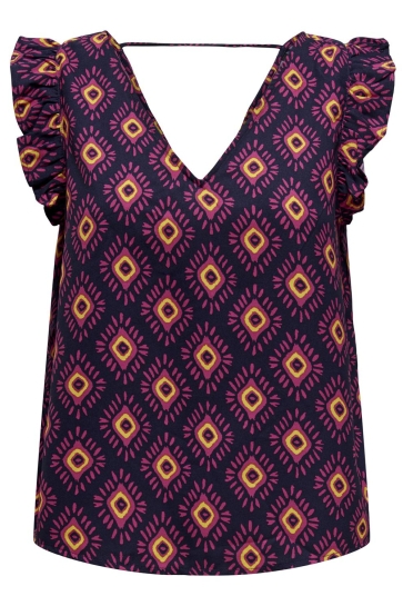 Only Top ONLLEAH S/S FRILL TOP CS PTM 15328393 FUCHSIA FEDORA/DIAMONDS