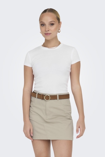 Only T-shirt ONLELINA S/S O-NECK SHORT TOP JRS N 15320229 White