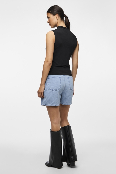 Pieces zwarte dames top | Model achteraanzicht